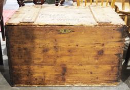 Late 19th/early 20th century pine crate, the hinged lid marked 'Pollen 157 Victoria Street