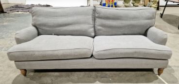 Sofa.com Bluebell three-seater sofa upholstered in grey linen fabric, on short turned wooden legs,