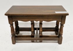 20th century nest of three small tables/joint stools in the 17th century manner, each with