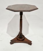 19th century mahogany pedestal table, the octagonal top with thumb-mould edge, on a turned and