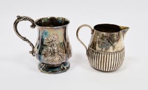 Victorian silver mug, Birmingham 1861, Hilliard & Thomason, of baluster form with embossed floral