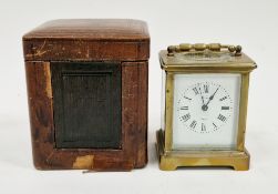 French brass cased carriage clock, the enamel dial with roman numerals, dial marked 'Marton, Paris',