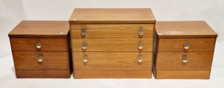 Pair of Stag Cantata teak two-drawer bedside cabinets designed by John & Sylvia Reid, 49cm high x