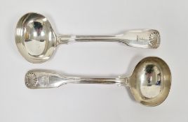 Pair of William IV silver ladles, London 1936, William Eaton, fiddle, thread and shell pattern