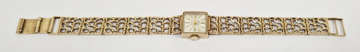 Swiss Empress 9ct gold lady's wristwatch with 21-jewel Incabloc manual wind movement, square dial