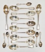 Set of eleven George V silver table spoons, London 1936, Francis Higgins III, fiddle and thread