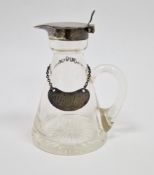 George V silver and glass whisky noggin, Birmingham 1932, S Blanckensee & Son Ltd, the silver hinged