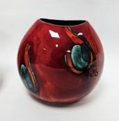 Poole pottery peacock pattern 'Purse' vase, 24cm high