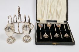 Cased set of six silver coffee spoons, Sheffield 1951, James Dixon & Sons, 8.5cm long, a Edward