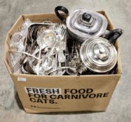 Large collection of silver plate including teapots, toast racks, cigarette case, soup ladle, Kings