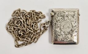 George V silver vesta case, Birmingham 1923, maker's mark indistinct, with foliate scroll