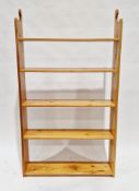 Modern pine open back bookcase of five shelves, 162cm high x 90cm wide x 22cm deep