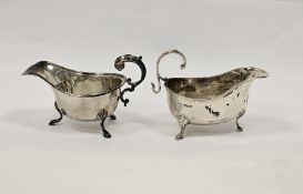 George V silver sauceboat, Sheffield 1925, C W Fletcher & Sons, of plain form with C-scroll