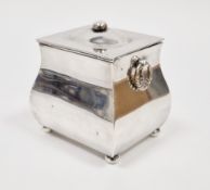 Edward VII silver tea canister, London 1907, Goldsmiths & Silversmiths Ltd, of plain bombe form, the