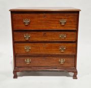 George III mahogany secretaire chest, the rectangular top with ogee moulded edge over four long
