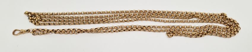 9ct yellow gold belcher guard chain, approximately 145cm long, approximate weight 24.9 grams