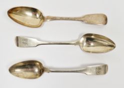 Pair of George III Irish silver dessert spoons, Dublin 1812, William Law, rat-tail pattern