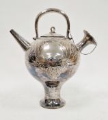 Portuguese white metal wine flagon, stamped Leitao & Irmao, Lisboa, and a boar's head with roman