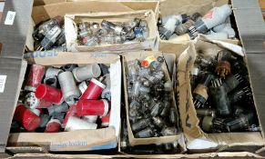 Large quantity of loose electronic tube valves including Sylvania red metal VR99, Mullard 6BH6,