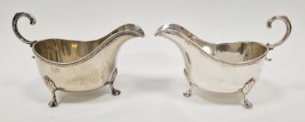 Pair of George V silver sauceboats, Birmingham 1919, Horace Woodward & Co, each of plain form with