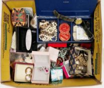 Mixed lot of costume jewellery, watches and other items including two cameo brooches, jade bead