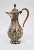 Victorian silver water jug, London 1889, Henry Holland, of baluster form, the hinged domed fluted
