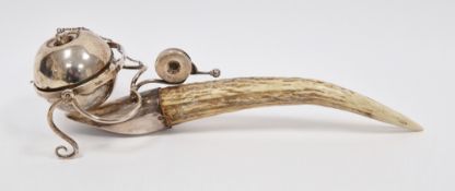 Sterling silver and horn handled table lighter, stamped WHW and having revolving spherical