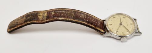 Mid-20th century gents Longines manual wind wristwatch, the circular dial with alternating arabic