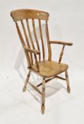 19th century elm and beechwood Windsor lath back elbow chair, 111cm high x 60cm wide x 53cm deep