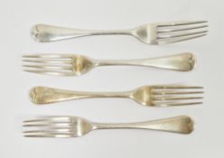 Four late Victorian silver forks, hallmarked Sheffield,1900, makers marks for John Round & Sons, 5.2