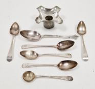 Collection of silver including set of four George III silver teaspoons, further George III