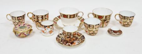 Derby porcelain two-handled compressed campana-shaped inkwell, circa 1820, iron-red crown, cross