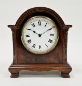 20th century mahogany cased mantel clock retailed by Harrods Ltd, the enamel dial with roman numeral