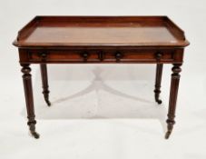 William IV/early Victorian mahogany side table, the rectangular top with three-quarter gallery