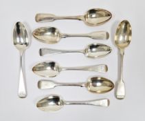 Eight Victorian silver spoons, two engraved with the initial E and six with entwined initials,