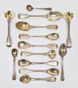 Collection of Georgian and Victorian silver spoons including four mustard spoons, five salt spoons