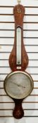 George III mahogany cased wall barometer by James Gutty, London, inlaid shell and floral marquetry