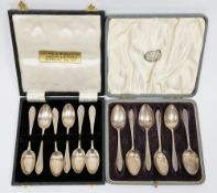 Two George V silver six-piece teaspoon sets including London 1925, Josiah Williams & Co and