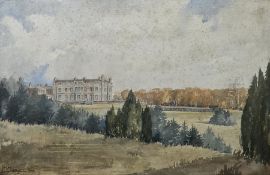 Molly Maurice Latham (c.1900-1987) Watercolour on paper Country house in wooded landscape beside