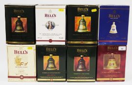Quantity of 16 Bells whisky Christmas decanters, most being aged for 8 years, including years