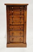 19th century mahogany Wellington chest, the seven graduated drawers each with pair mahogany knob