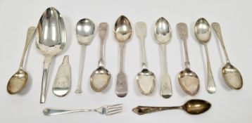 Two Victorian silver provincial teaspoons, Newcastle one dated 1870, Thomas Sewell, eight 19th and