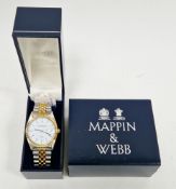 Mappin & Webb quartz gent's wristwatch, model ET.3APU, the white dial with roman numeral hour