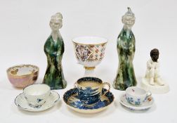 Worcester porcelain blue and white fluted teabowl and saucer, circa 1775, blue script W mark,