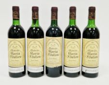 Five bottles of Chateau Gloria Saint Julien, Henri Martin four of 1983, one of 1984 (5)