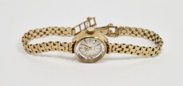 Rotary 21-jewel manual wind ladies wristwatch, the silvered dial with raised gilt baton hour