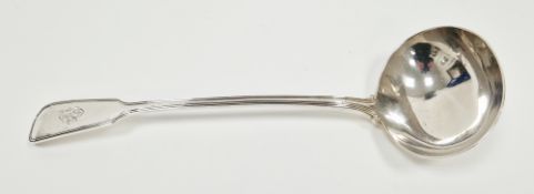 Victorian silver ladle, London 1884, Holland, Son & Slater, the fiddle and thread handle engraved