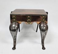 Late 19th century copper, brass and steel footman, with brass banding, copper studs and handles,