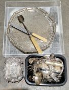Collection of silver plate and other items including a presentation salver, a white metal Art
