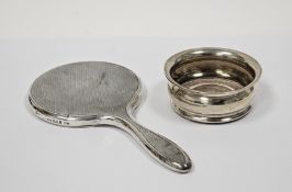 Edward VII small silver and mahogany wine bottle coaster, Birmingham 1904, William Devenport, 9cm